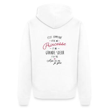 Compliqué d'être une princesse et une grande soeur - Veste à capuche bio Premium Unisexe - blanc - Dos - Thijin (182cm)
