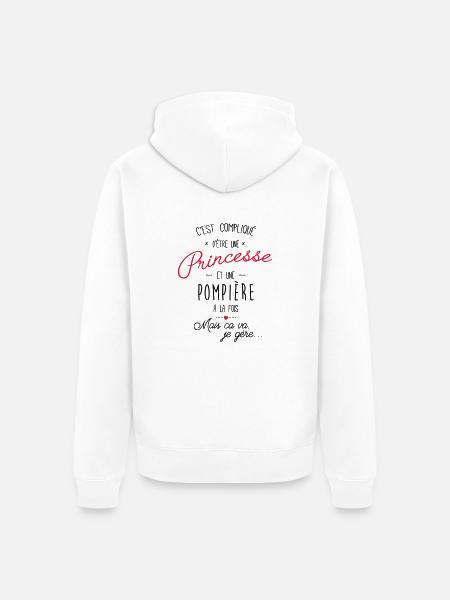 Princesse et pompière - pompier - Veste à capuche bio Premium Unisexe - blanc