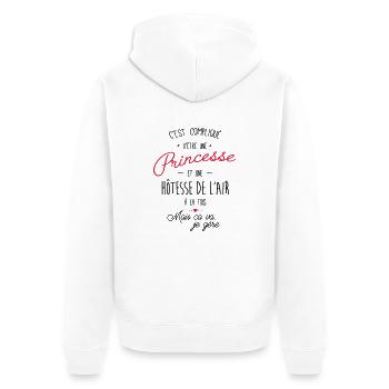 princesse et Hôtesse de l'air - Veste à capuche bio Premium Unisexe - blanc - Dos - Thijin (182cm)
