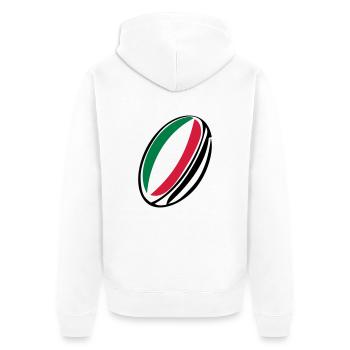 italien Rugby-Ball - Unisex Premium Bio Zip Hoodie - Weiß - Hinten - Thijin (182cm)