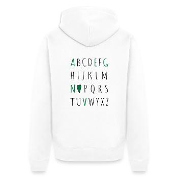 love vegan - Unisex Premium Bio Zip Hoodie - Weiß - Hinten - Thijin (182cm)