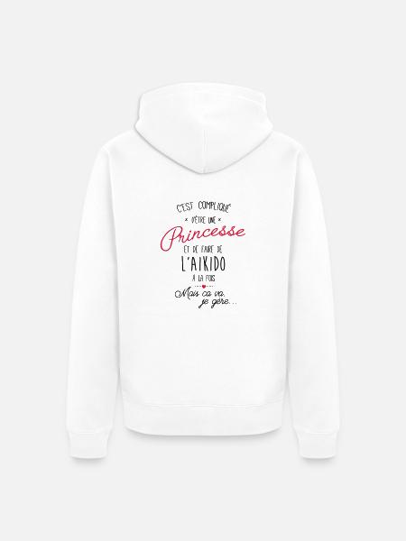 princesse et Aikido - Veste à capuche bio Premium Unisexe - blanc