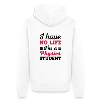 Physik - Unisex Premium Bio Zip Hoodie - Weiß - Hinten - Thijin (182cm)