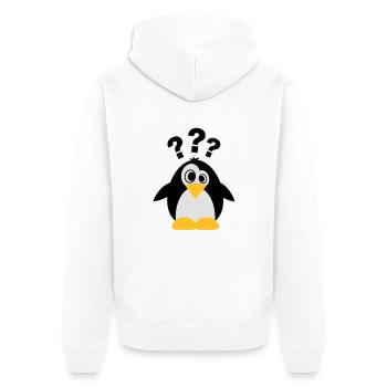 Dummer Pinguin - Unisex Premium Bio Zip Hoodie - Weiß - Hinten - Thijin (182cm)