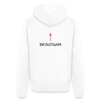 Bräutigam Junggesellenabschied Pfeil - Unisex Premium Bio Zip Hoodie - Weiß - Hinten - Thijin (182cm)