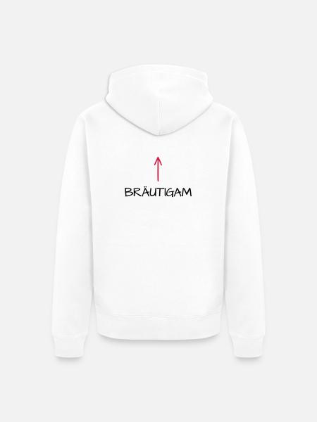 Bräutigam Junggesellenabschied Pfeil - Unisex Premium Bio Zip Hoodie - Weiß