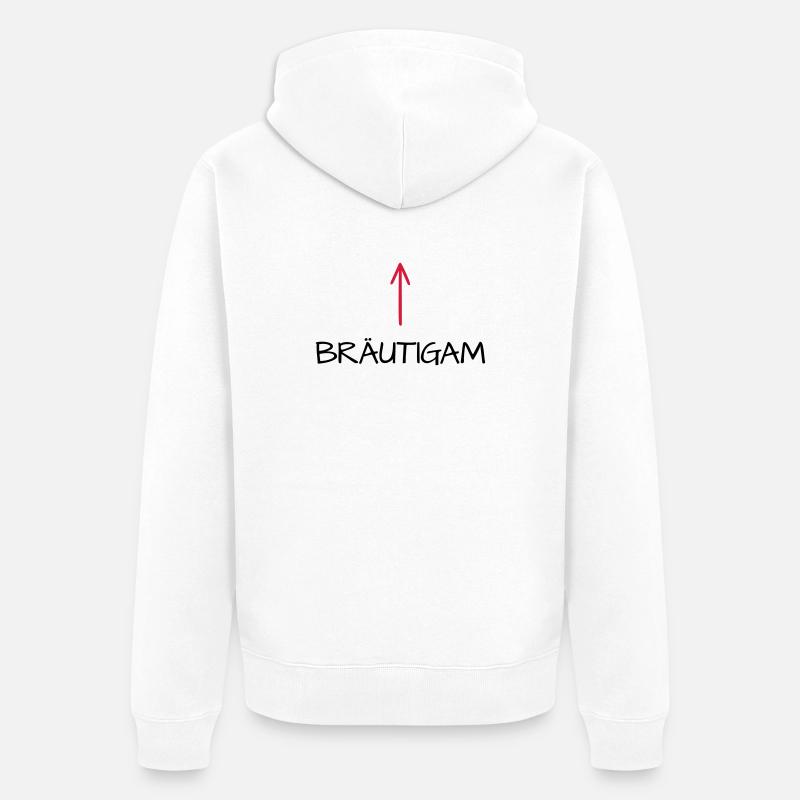 Bräutigam Junggesellenabschied Pfeil - Unisex Premium Bio Zip Hoodie - Weiß