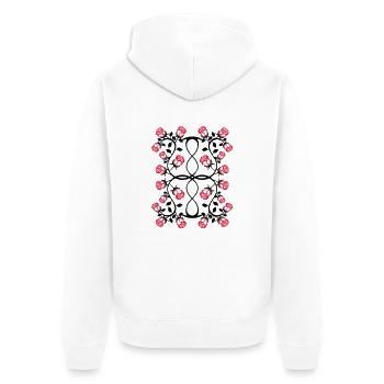 rosenranke_2col - Unisex Premium Bio Zip Hoodie - Weiß - Hinten - Thijin (182cm)