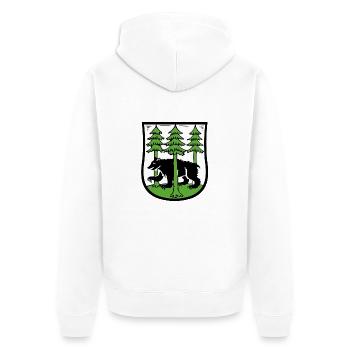 Rastenburg - Unisex Premium Bio Zip Hoodie - Weiß - Hinten - Thijin (182cm)
