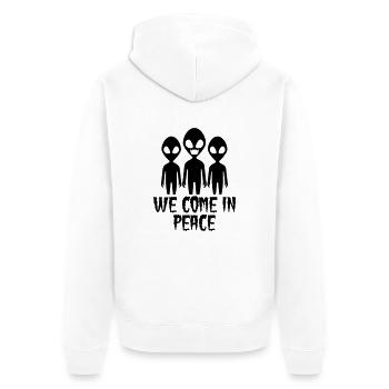 we_come_in_peace__f1 - Veste à capuche bio Premium Unisexe - blanc - Dos - Thijin (182cm)