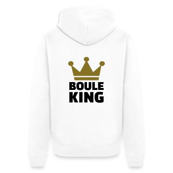 Boule King - Unisex Premium Bio Zip Hoodie - Weiß - Hinten - Thijin (182cm)