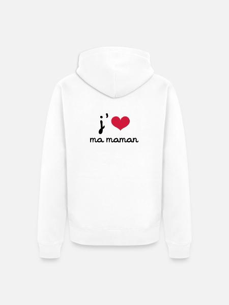 J'aime ma Maman - Veste à capuche bio Premium Unisexe - blanc