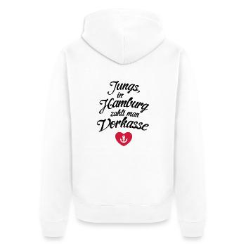 Vous payez à l'avance les garçons (c), à Hambourg, - Veste à capuche bio Premium Unisexe - blanc - Dos - Thijin (182cm)