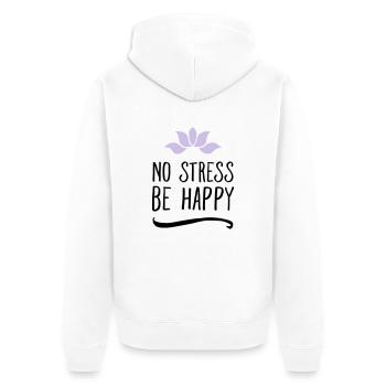 No Stress - Be Happy - Unisex Premium Bio Zip Hoodie - Weiß - Hinten - Thijin (182cm)
