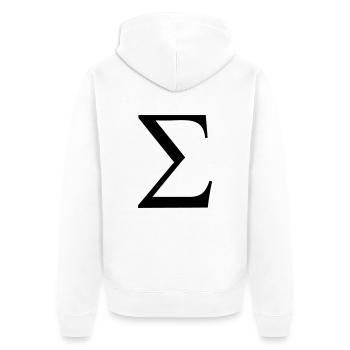 Greek Symbol - Sigma - Unisex Premium Organic Zip Hoodie - white - Back - Thijin (182cm)