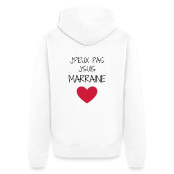 Parrain / Marraine / Filleule / Filleul - Veste à capuche bio Premium Unisexe - blanc - Dos - Thijin (182cm)