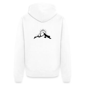 Berg, Wandern, Bergsteigen, hiking, mountain - Unisex Premium Bio Zip Hoodie - Weiß - Hinten - Thijin (182cm)