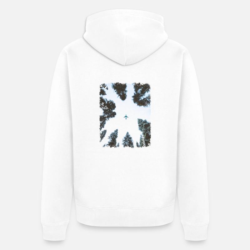 Wald & Flugzeug - Unisex Premium Bio Zip Hoodie - Weiß