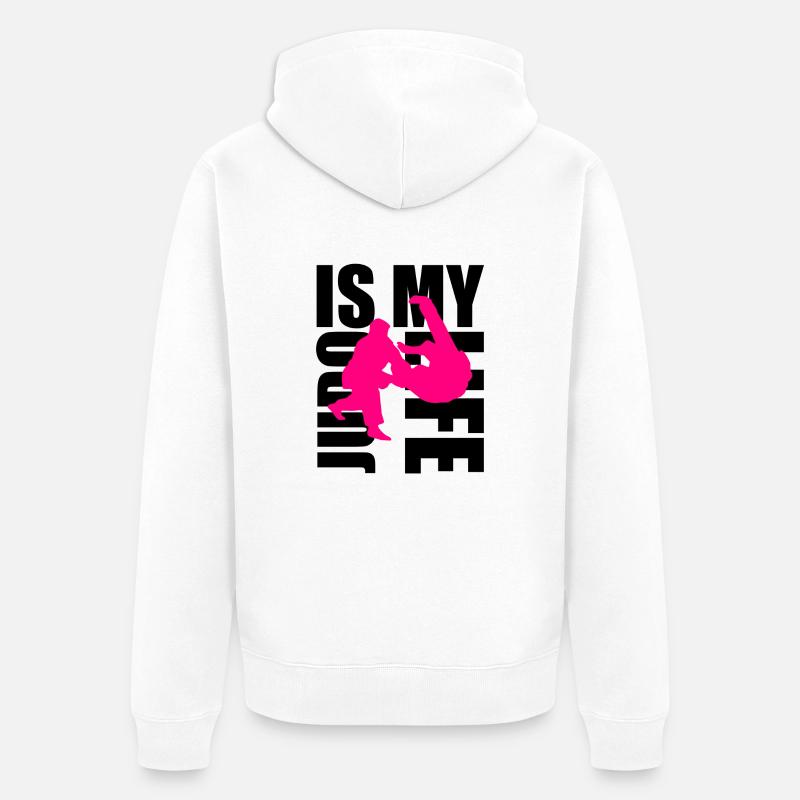 judo is my life - Veste à capuche bio Premium Unisexe - blanc