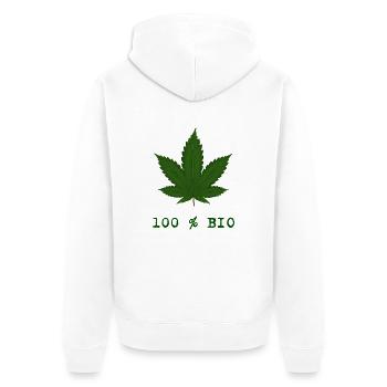 254 - Cannabis, 100 % Bio - Veste à capuche bio Premium Unisexe - blanc - Dos - Thijin (182cm)
