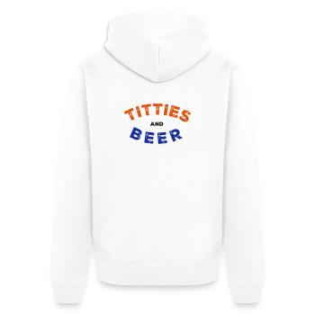 T*tties and Beer - Unisex Premium Bio Zip Hoodie - Weiß - Hinten - Thijin (182cm)