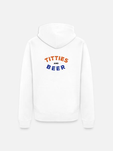 T*tties and Beer - Unisex Premium Organic Zip Hoodie - white