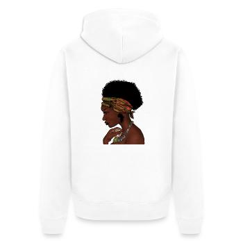 Kente African Woman, Ghana, Africa - Unisex Premium Organic Zip Hoodie - white - Back - Thijin (182cm)