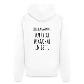 Beziehungsstatus Ich Liege Diagonal Im Bett Lustig - Unisex Premium Bio Zip Hoodie - Weiß - Hinten - Thijin (182cm)
