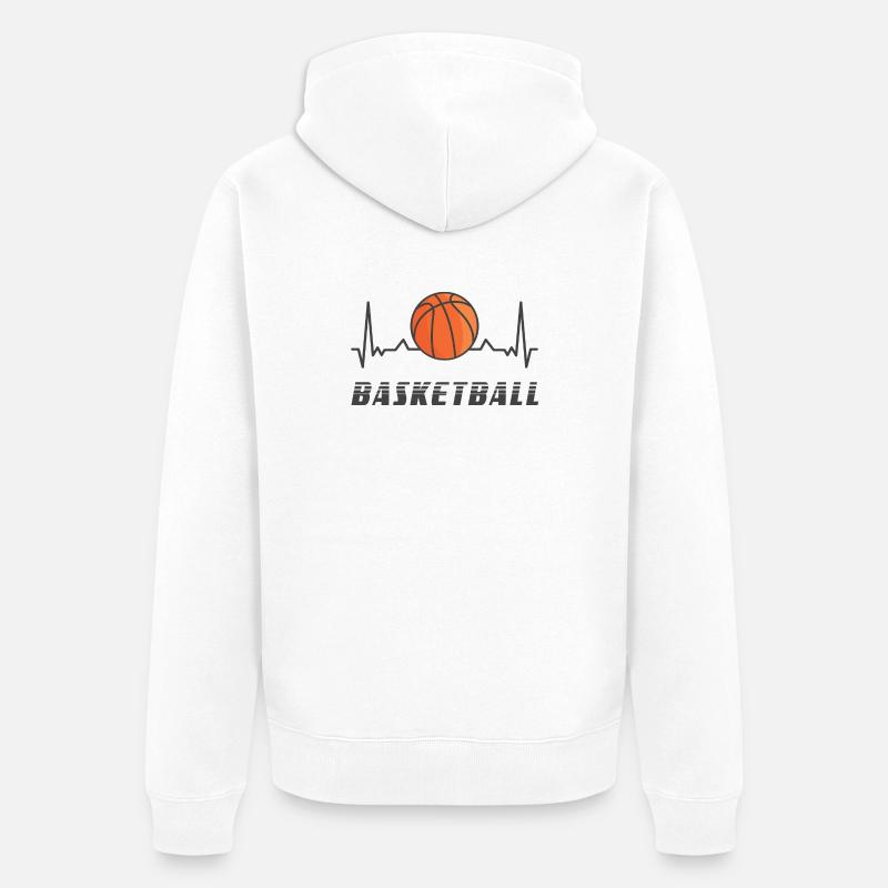 Basketball Herzfrequenz Design - Unisex Premium Bio Zip Hoodie - Weiß