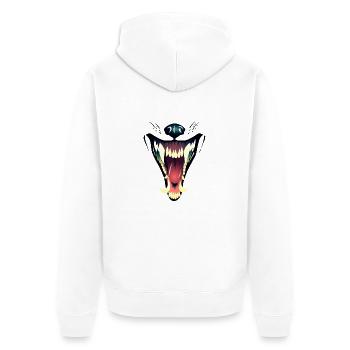 WereWHAT?! - Unisex Premium Bio Zip Hoodie - Weiß - Hinten - Thijin (182cm)