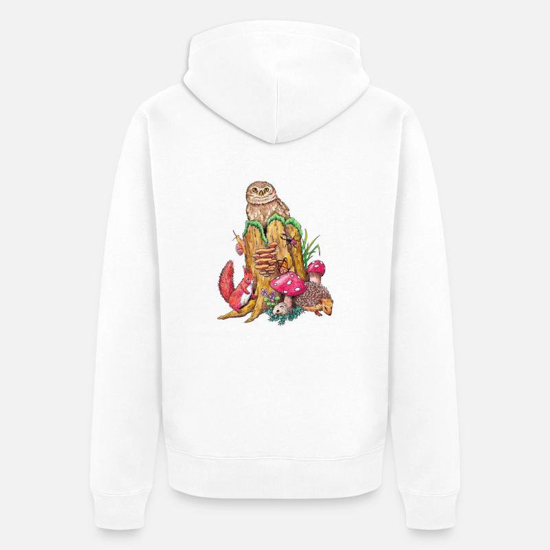 Animaux de la forêt - Veste à capuche bio Premium Unisexe - blanc