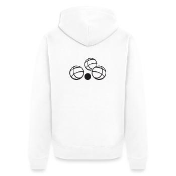 Boules de boules pour joueurs de pétanque - Veste à capuche bio Premium Unisexe - blanc - Dos - Thijin (182cm)