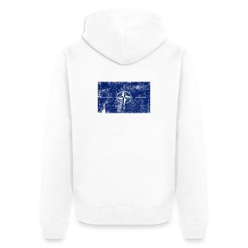 NATO Flagge Fahne Grunge Retro Vintage - Unisex Premium Bio Zip Hoodie - Weiß - Hinten - Thijin (182cm)