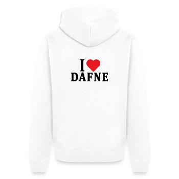 T-shirt J’adore Dafne t-shirt idée cadeau - Veste à capuche bio Premium Unisexe - blanc - Dos - Thijin (182cm)