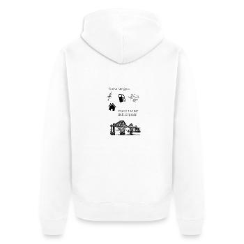 Preise steigen, mein neuer Schlafplatz, Sprüche - Unisex Premium Bio Zip Hoodie - Weiß - Hinten - Thijin (182cm)