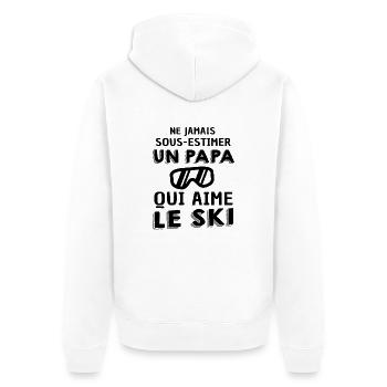 papa qui aime le Ski / papa skieur - Veste à capuche bio Premium Unisexe - blanc - Dos - Thijin (182cm)