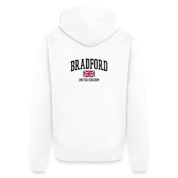 Chemise drapeau Bradford – Motif urbain britannique - Veste à capuche bio Premium Unisexe - blanc - Dos - Thijin (182cm)