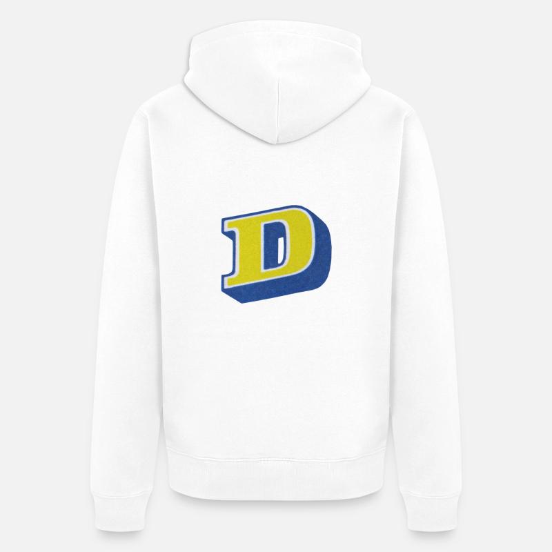 lettre D Typographie - Veste à capuche bio Premium Unisexe - blanc