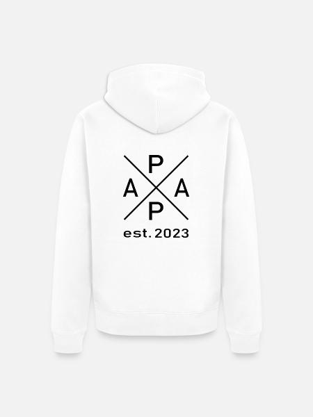 Papa est. 2023 - Unisex Premium Bio Zip Hoodie - Weiß