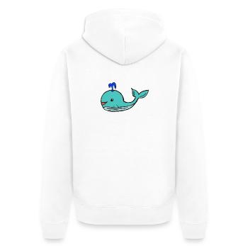 Süßer Wal Cartoon – niedliches Meerestier - Unisex Premium Bio Zip Hoodie - Weiß - Hinten - Thijin (182cm)