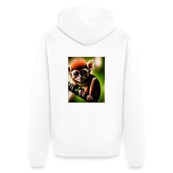 cooler lustiger süßer Koboldmaki (Tarsiidae) Waldcomic - Unisex Premium Bio Zip Hoodie - Weiß - Hinten - Thijin (182cm)