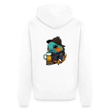 Poisson rouge avec motif sucré à la bière - Veste à capuche bio Premium Unisexe - blanc - Dos - Thijin (182cm)