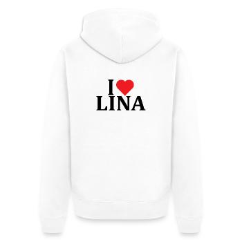 Name T-Shirt I love Lina T-Shirt Geschenkidee - Unisex Premium Bio Zip Hoodie - Weiß - Hinten - Thijin (182cm)
