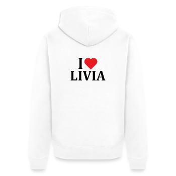 Name T-Shirt I love Livia T-Shirt Geschenkidee - Unisex Premium Bio Zip Hoodie - Weiß - Hinten - Thijin (182cm)