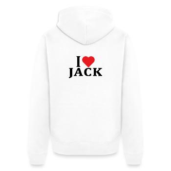 Name T-Shirt I love Jack T-Shirt Geschenkidee - Unisex Premium Bio Zip Hoodie - Weiß - Hinten - Thijin (182cm)