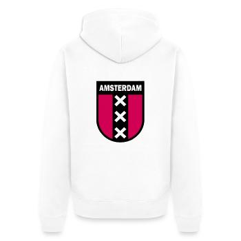 AMSTERDAM-Wappen - Unisex Premium Bio Zip Hoodie - Weiß - Hinten - Thijin (182cm)