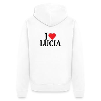 name t-shirt I love Lucia t-shirt gift idea - Unisex Premium Organic Zip Hoodie - white - Back - Thijin (182cm)