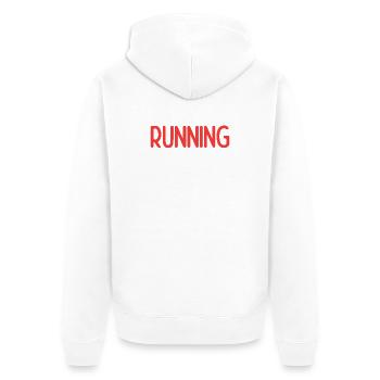 Laufen ist das, was ich tue - Unisex Premium Bio Zip Hoodie - Weiß - Hinten - Thijin (182cm)
