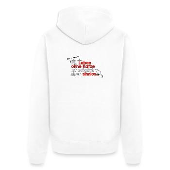 Ein Leben ohne Katze ist möglich aber sinnlos… - Unisex Premium Bio Zip Hoodie - Weiß - Hinten - Thijin (182cm)