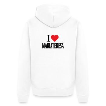 nom du t-shirt J’adore Mariateresa t-shirt - Veste à capuche bio Premium Unisexe - blanc - Dos - Thijin (182cm)
